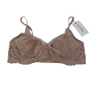 Skarlett Blue Minx Lace Underwire Bra 32C Rose Pearl Blush Pink NWT